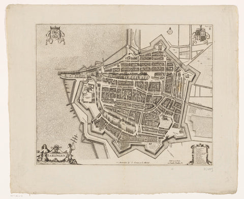 Map of Harlingen, anonymous, 1721 - 1774 Canvas Print