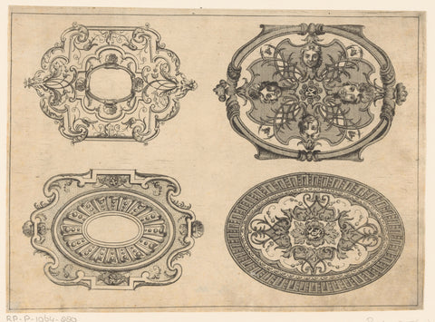 Ornamented lids, anonymous, 1670 - 1725 Canvas Print