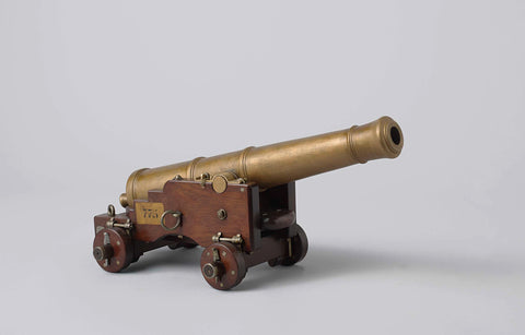 Model of a 18-pounder cannon on a gun carriage, anonymous, 1800 Canvas Print