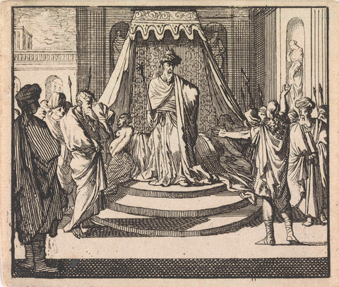 Joseph explains Pharaoh's dreams, Caspar Luyken, 1698 Canvas Print