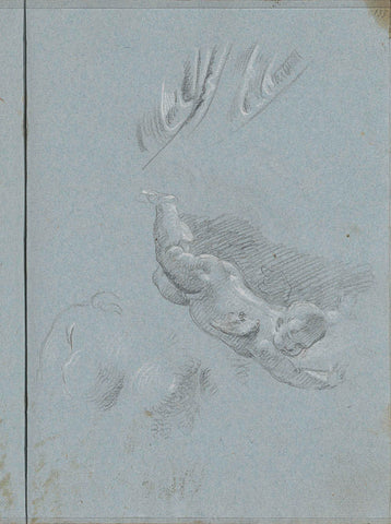 Drapery, a flying putto and breasts, Lorenzo Baldissera Tiepolo (circle of), c. 1751 Canvas Print