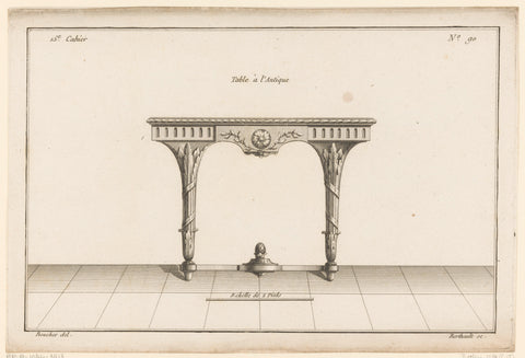 Table with floral pattern, Pierre Gabriel Berthault, 1772 - 1779 Canvas Print