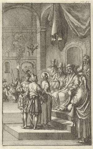 Christ for Caiaphas, Jan Luyken, 1684 Canvas Print