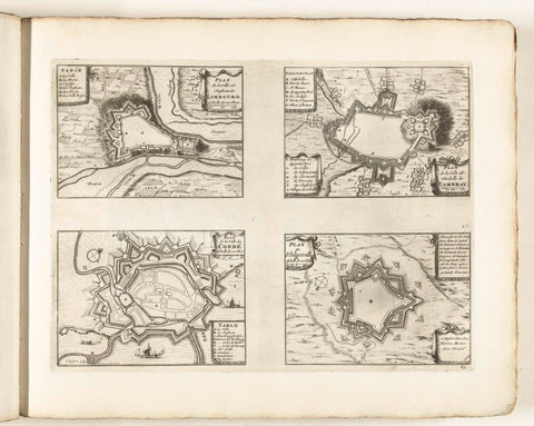 Maps of Limbourg, Cambrai, Condé and Philippeville, c. 1702, Laurens Scherm, 1702 - 1703 Canvas Print