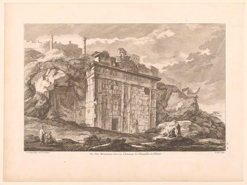 View of the Monument of Thrasyllos, Jacques-Philippe Le Bas, 1758 Canvas Print