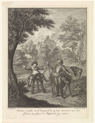 Sancho Panza has lost his donkey, Bernard Picart, 1732 - 1733 Canvas Print