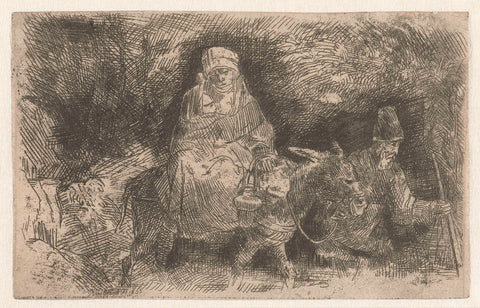 The flight into Egypt crossing a brook, anonymous, after 1654 Canvas Print