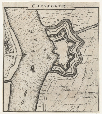 Map of Crèvecoeur, 1631-1632, anonymous, 1632 - 1649 Canvas Print