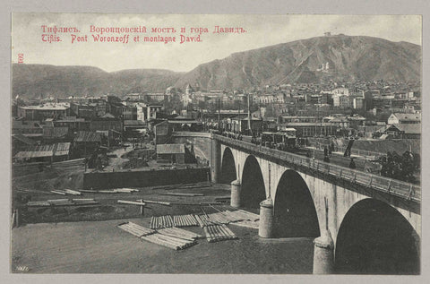 Woronzoff Bridge with Mount David in the background, anonymous, c. 1895 - c. 1915 Canvas Print