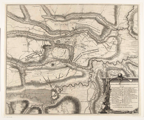 Map of the Battle of Oudenaarde, 1708, anonymous, 1708 - 1714 Canvas Print