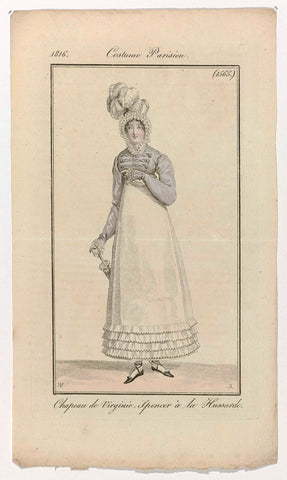 Journal des Dames et des Modes, Costume Parisien, 20 May 1816, (1565): Chapeau de Virgini (...), Pierre Charles Baquoy, 1816 Canvas Print