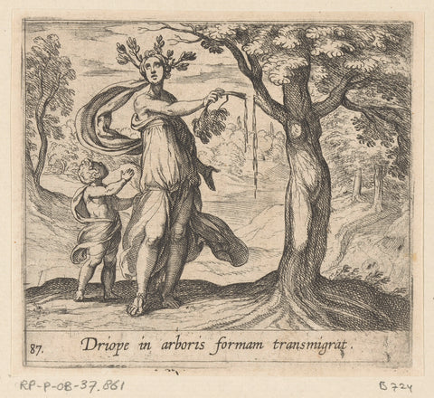 Dryope turned into a lotus tree, Antonio Tempesta, 1606 Canvas Print