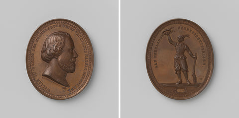 Neerlands Scherpschutterijen, medal in honour of William III, king of the Netherlands, David van der Kellen (1804-1879), 1851 Canvas Print