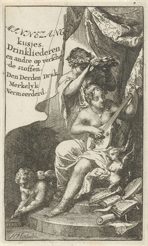 Venus crowned by Bacchus, Arnold Houbraken, 1710 Canvas Print