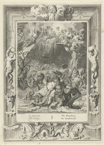 De zondvloed van Deucalion, Bernard Picart (workshop of), 1731 Canvas Print