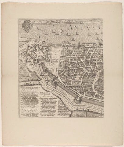 Map of Antwerp (left part), Symon Novelanus, Joris Hoefnagel, 1721 - 1774 Canvas Print