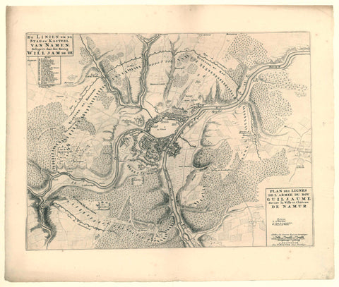 Map with the lines of the Allies at the siege of Namur, 1695, anonymous, 1695 Canvas Print