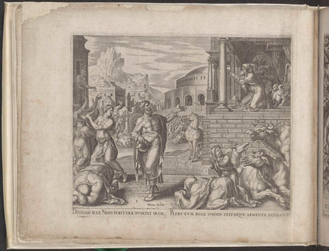 Jonah predicts the demise of Nineveh, Philips Galle, 1566 Canvas Print