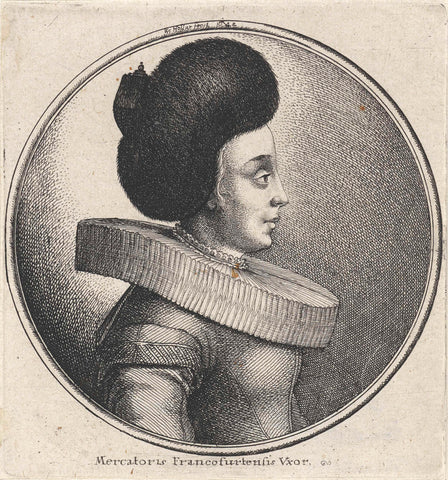 Vrouw met plooikraag en grote bontmuts, en profil, Wenceslaus Hollar, 1642 Canvas Print