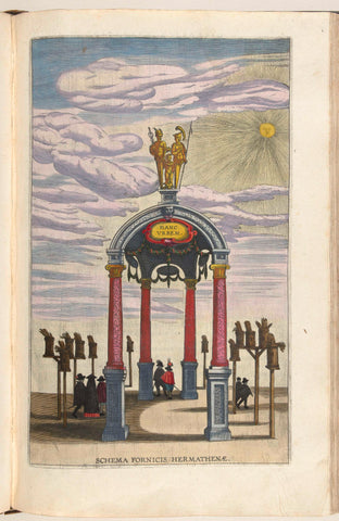 Small triumph gate with hermen, 1599, anonymous, 1599 Canvas Print