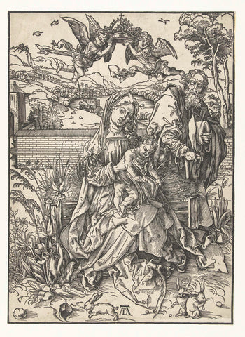 The Holy Family with three hares, Albrecht Dürer, 1495 - 1499 Canvas Print