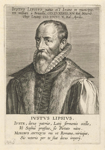 Portret van Justus Lipsius, Philips Galle (attributed to workshop of), 1608 Canvas Print