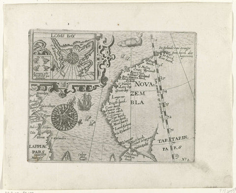 Map of Nova Zemlya, 1594, anonymous, 1615 - 1617 Canvas Print