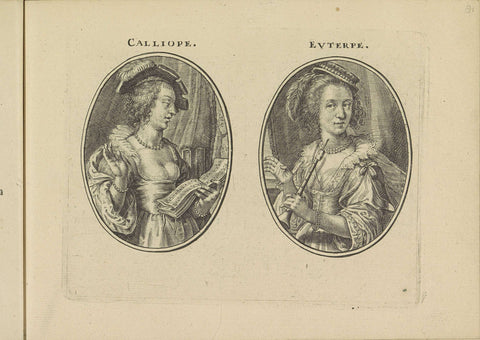 Calliope and Euterpe, Crispijn van de Passe (II), 1640 Canvas Print