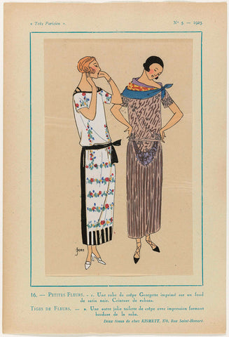 Très Parisien, 1923, No 5: 16.-PETITES FLEURS. - A Georgette Crepe Dress..., J. Dory, 1923 Canvas Print