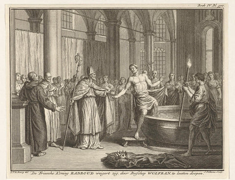 Radbod is not baptized, 719, Jacob Folkema, 1749 - 1759 Canvas Print