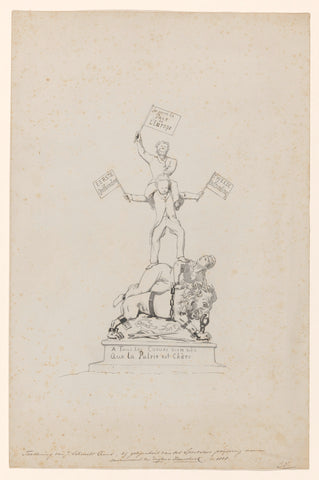 Design for a monument on the occasion of the dissolution of the Chamber in 1868, Johan Michaël Schmidt Crans, 1868 Canvas Print