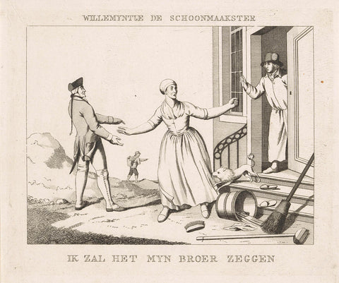 Princess Wilhelmina dismissed as cleaning lady, 1795, anonymous, 1795 Canvas Print