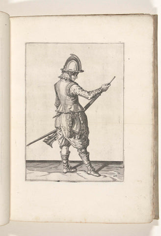 Soldier who pushes gunpowder and bullet with his loading stick in the course of his rudder (no. 26), ca. 1600, Jacob de Gheyn (II) (workshop or), 1597 - 1607 Canvas Print