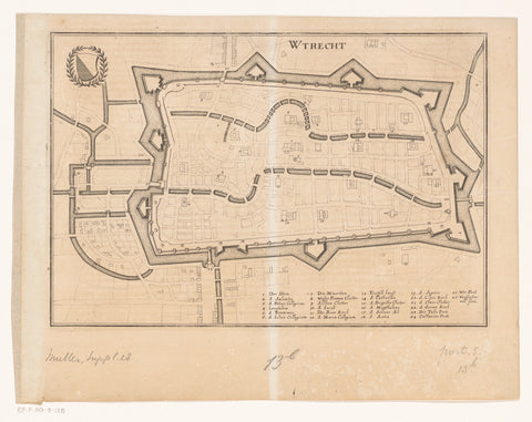 Fortress map of the city of Utrecht, Caspar Merian, 1654 - c. 1700 Canvas Print