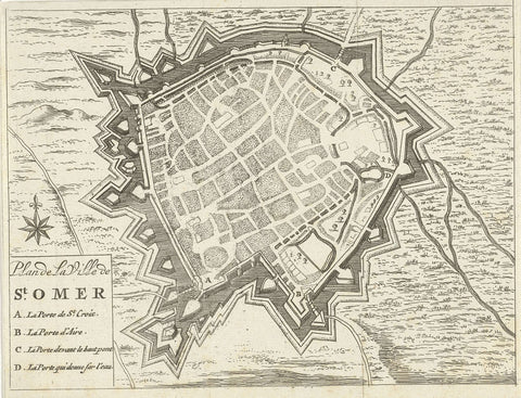 Map of Saint-Omer, 1673-1686, Jan Luyken, 1673 - 1686 Canvas Print