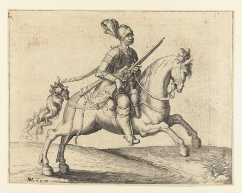 Horseman with Harquebus, Turning Left, Jacob de Gheyn (II) (workshop of), 1599 Canvas Print