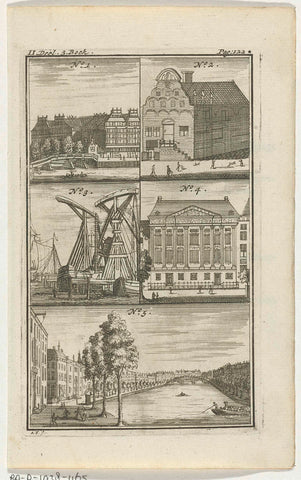 Various Buildings and Views in Amsterdam, Anna Folkema, 1723 Canvas Print