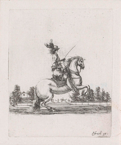 Rider on a rising horse seen from the side, Stefano della Bella, 1620 - 1664 Canvas Print