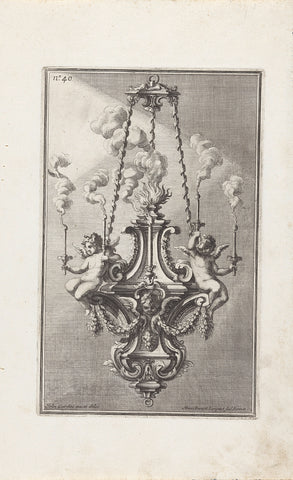 Chandelier with two putti and a papal coat of arms, Maximilian Joseph Limpach, 1714 Canvas Print