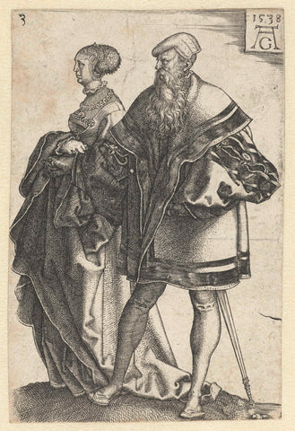 Dancing couple no. 3, Heinrich Aldegrever, 1538 Canvas Print