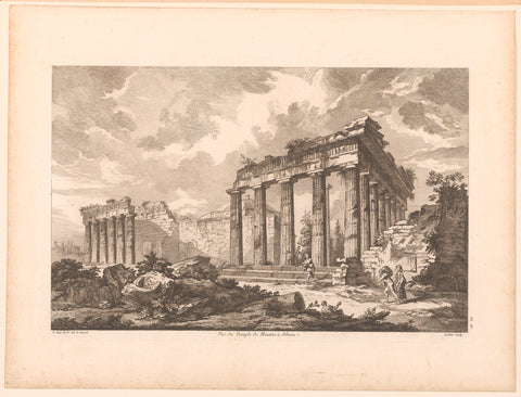 View of the Temple of Minerva in Athens, Jacques-Philippe Le Bas, 1758 Canvas Print