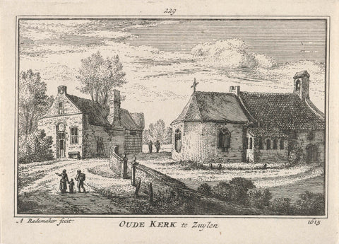 View of the old chapel in Zuilen, 1615, Abraham Rademaker, 1727 - 1733 Canvas Print