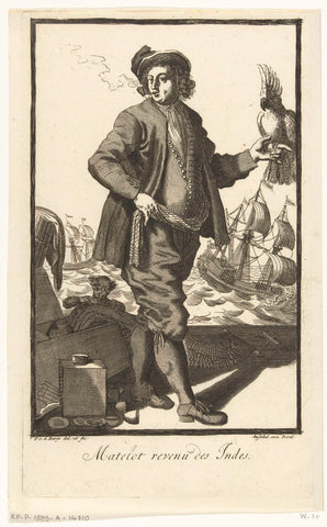 Indische bootsgezel, Pieter van den Berge, in or after 1694 - 1737 Canvas Print