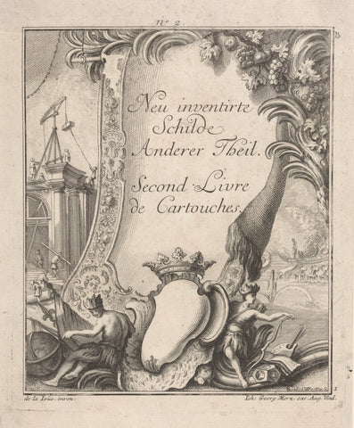 Large and small cartouche, Benedikt Winkler, 1750 - 1762 Canvas Print