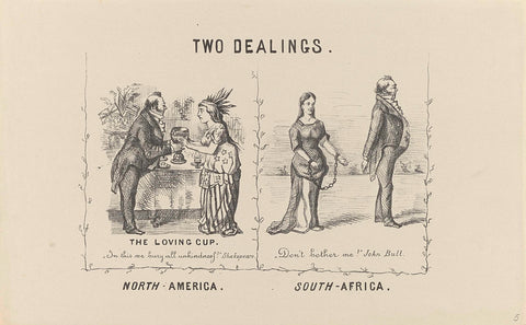 How different Britain treats America and South Africa, 1877, anonymous, 1877 - 1880 Canvas Print