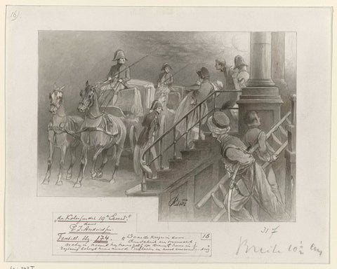 Design for illustration for The Colossus of the Nineteenth Century by P.J. Andriessen (Textill., p. 174); scene from the life of Napoleon, George Lodewijk de Wetstein Pfister, 1877 - 1942 Canvas Print