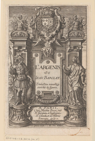 Wapenschild in monumentale lijst met allegorische figuren, Leonard Gaultier, 1624 Canvas Print