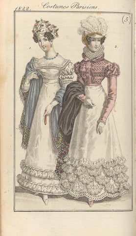 Journal des Dames et des Modes, editie Frankfurt 20 january 1822, Costumes Parisiens (5), anonymous, 1822 Canvas Print