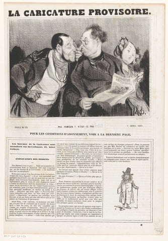 Two men discuss a magazine, Honoré Daumier, 1839 Canvas Print