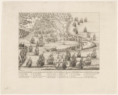 Capture of the city of Nyborg by Michiel de Ruyter, 1659, Daniël Vrijdag, 1775 - 1822 Canvas Print